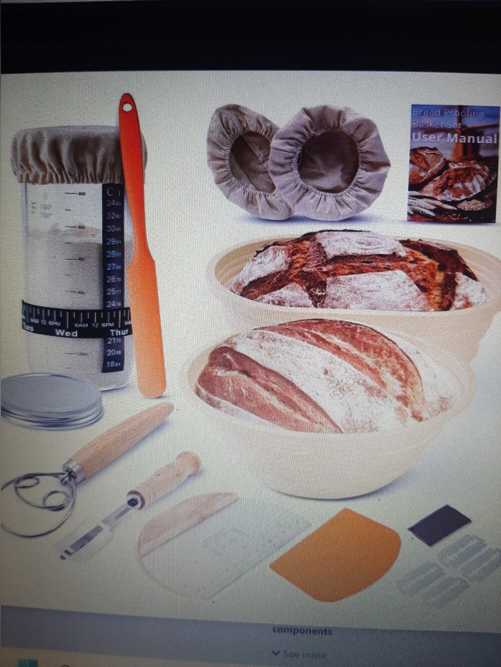 Sour Dough Starter Kit - Artisan Bread Baking Set with Beige Proofing Baskets